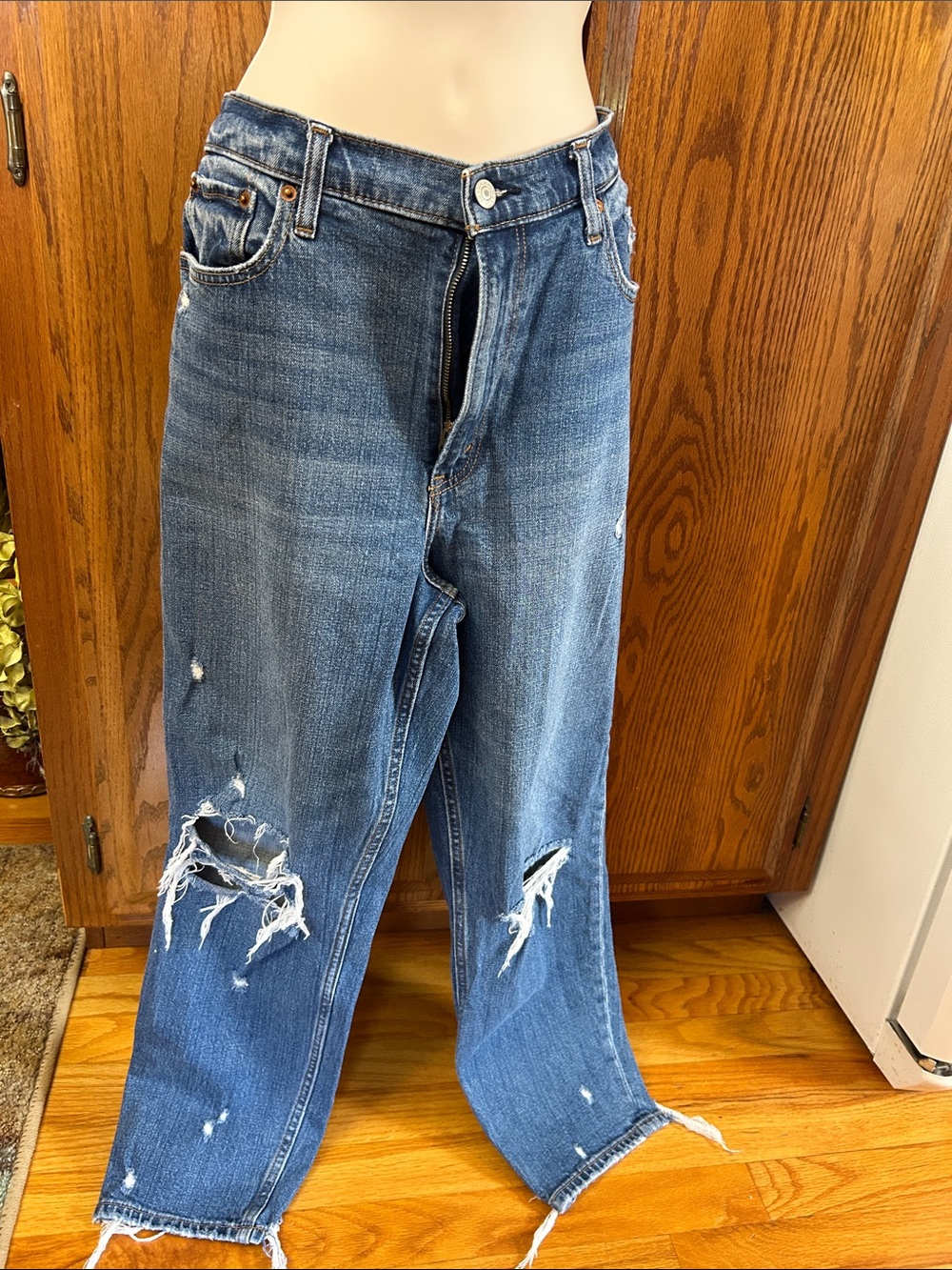 Abercrombie & Fitch Distressed Blue High-Rise Women's Jeans